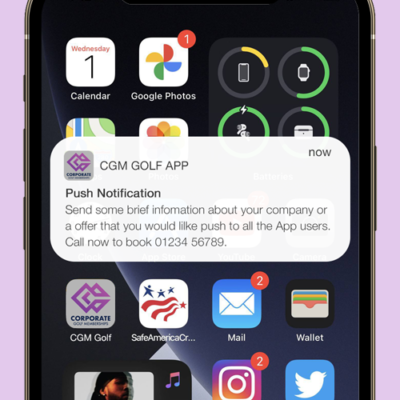 Phone with push notification notice